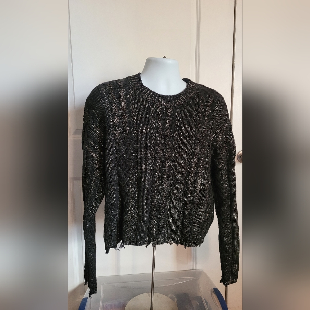 Dear John - Washed Black Cable Knit Distressed Sweater